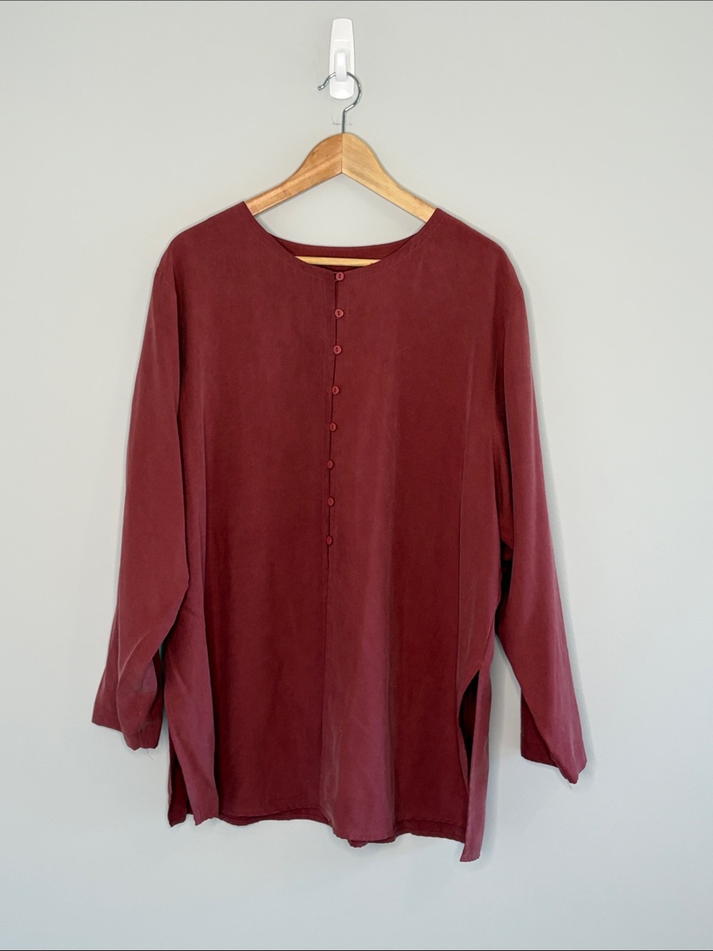 Easton Button-Front Silk Top in Dusty Rose 1X Vintage Tags Still On